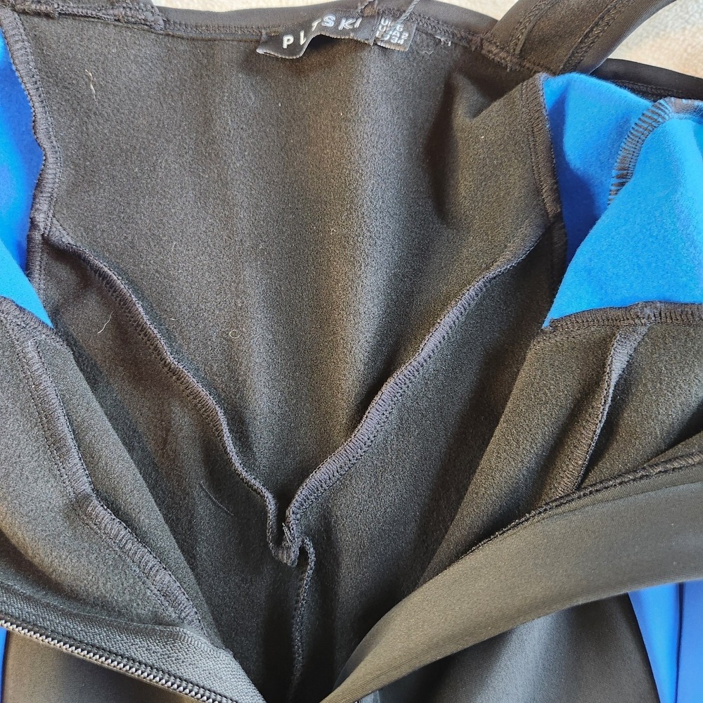 PRETTY LITTLE THING Ski Bib Suit Scuba‎ Womens 2 Blue Black PLT Jumpsuit NEW - Picture 6 of 15